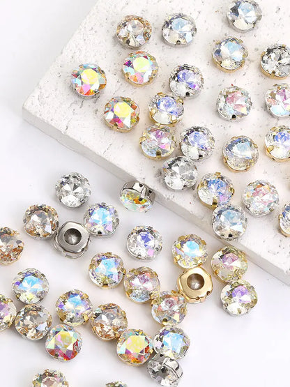 Acmore Crystal High Quality Cushion Shape Crystal Glass Sew on Copper Claw Rhinestones for Clothes Bags Sewing Accessories