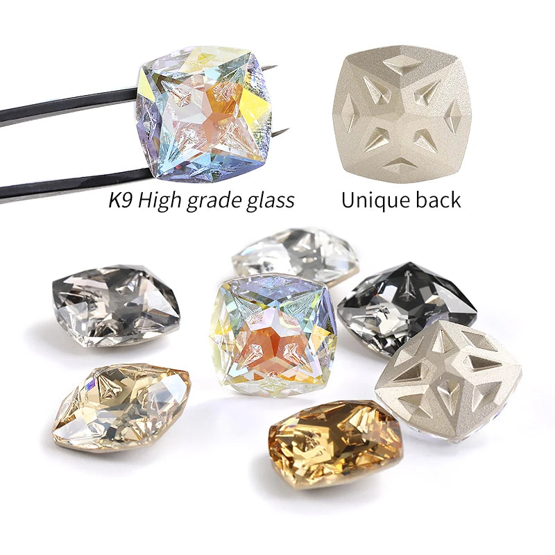 Acmore Crystal Cushion Shape Star Meteorite Series 12 /18mm K9 Glass Pointback Crystal Stones Rhinestones Jewelry Making Garment