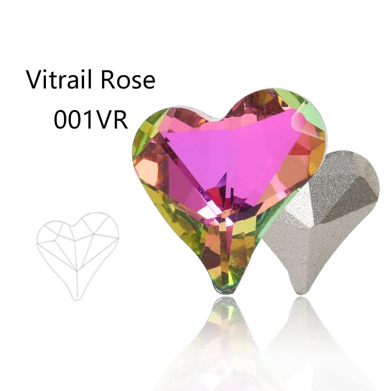 Acmore Crystal Sweet Heart Fancy Shaped Pointback K9 Glass Rhinestones Crystal Stones Crafts for Jewelry Making Garment Decoration