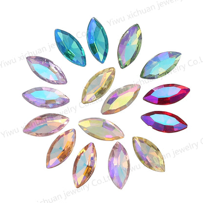 Wholesale Fashion Ab Crystal Glass Repair Rhinestone Crystal Ab Sewing Rhinestone Horse Eye Sewn on Gemstone