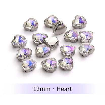 Acmore Crystal Moonlight Mixed Shapes Sew on Rhinestone With Silver Claw Setting DIY for Festival Decoration Accessories