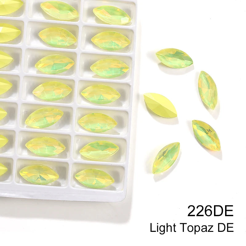 Xihcuan Wholesale Navette Shape Point Back Class Opal Mocha DE Rhinestones Glue on Clothes Fashion DIY Nail Art