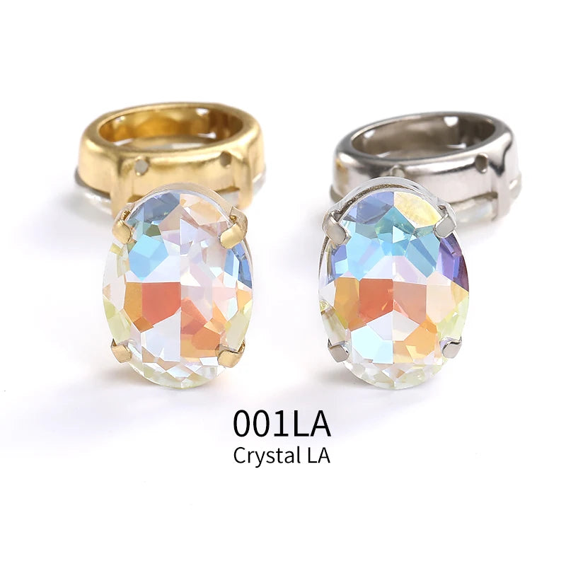 Acmore Crystal High Quality  Oval LA Series Point Back Glass Stone With Claw Rhinestones for Sewing Accessories