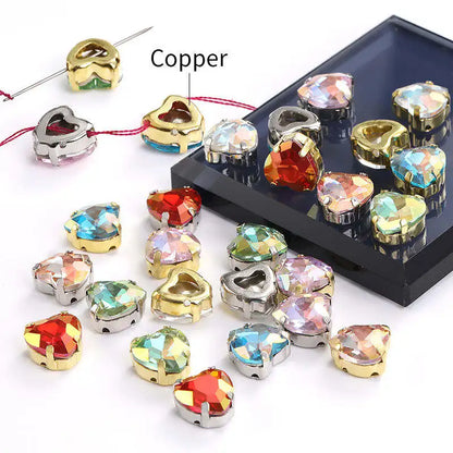 Acmore Crystal High Quality Heart  LA Series Glass  Copper Claw Fancy Rhinestones for Sewing Accessories Jewelry Making