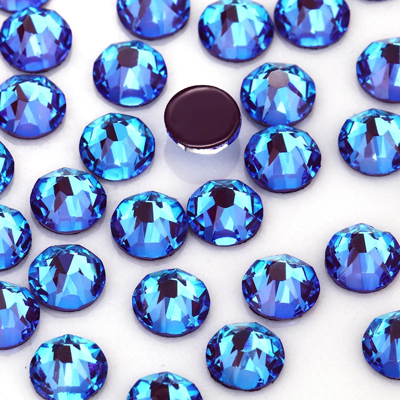 Acmore Crystal 16 Cuts MI Flat Back Non Hot Fix Glass Nail Rhinestones for Jewelry Making Nail Art Decoration
