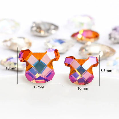 Acmore Crystal New Design Bear Shape Glass Fancy Jewelry Rhinestones Stone Strass K9 3D Crystal Pointback Glue on Nail Art Clothing