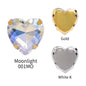 Acmore Crystal Rhinestones Flat Back Glass Crystal Heart Shape AB Diamond Sew on Rhinestone With Claw