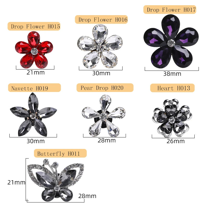 Acmore Crystal Alloy Flower Series 7 Styles High Quality Sew on Crystal Stone DIY Accessories for Summer Beach Hole Shoes Rhinestones