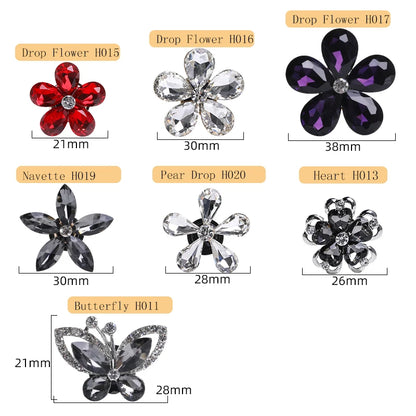 Acmore Crystal Alloy Flower Series 7 Styles High Quality Sew on Crystal Stone DIY Accessories for Summer Beach Hole Shoes Rhinestones