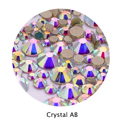 Acmore Crystal Gold Flat Back Round 40 Colors SS3-SS20 Mixed 3d Crystal ab Press on Nail Art Supplies Rhinestone Accessories