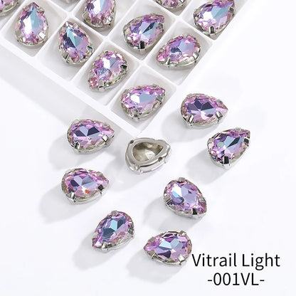Acmore Crystal Crystals Rhinestone With Claw Strass Gems Sew on Rhinestone Drop Shape Crystal Fancy Stone With Claw for Garment