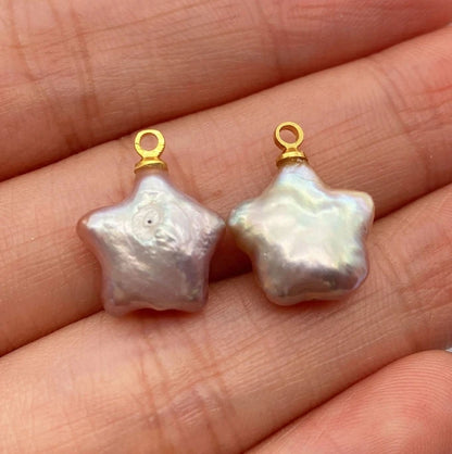 Acmore Crystal Fine Natural Freshwater Pearl Pendant Irregular Shape Star Circular Heart Baroque Pearl Charm DIY Jewelry Accessories