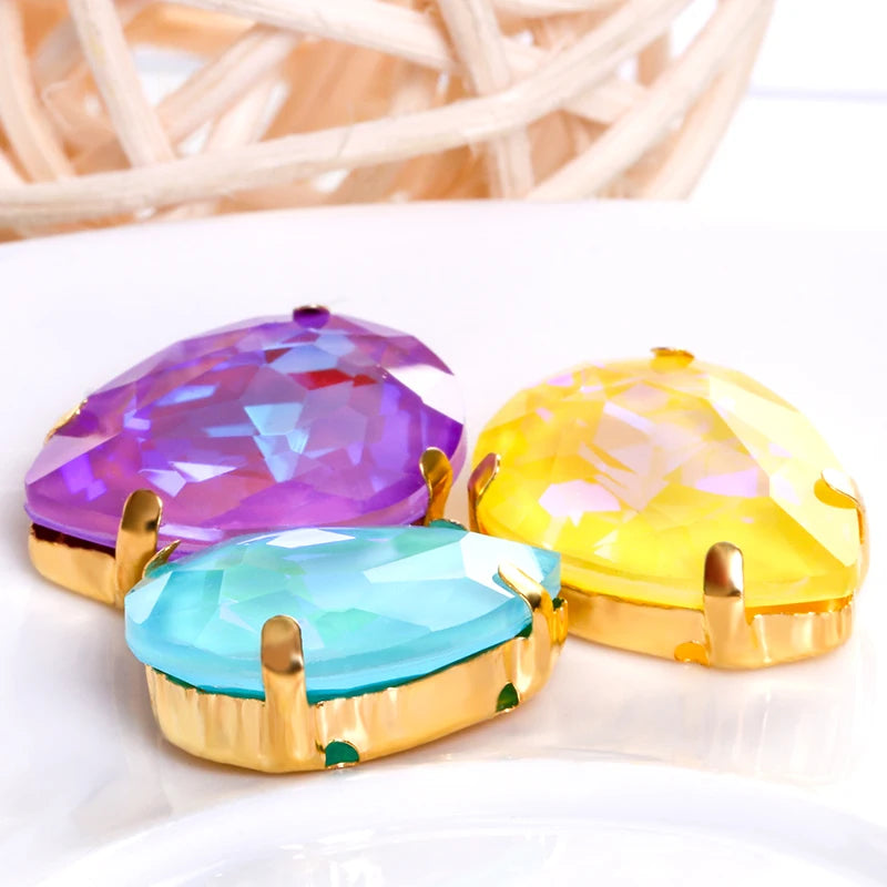 Metal Base Garment Decoration Glass Sew on Crystal Claw Rhinestone for Clothes Weeding Making Accessories