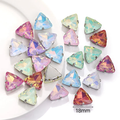 Acmore Crystal New Arrival 18MM  Triangle  Opal Mocha DE Series Rhinestone Claw  Sew on Crystal  With Claw DIY Art Decorations