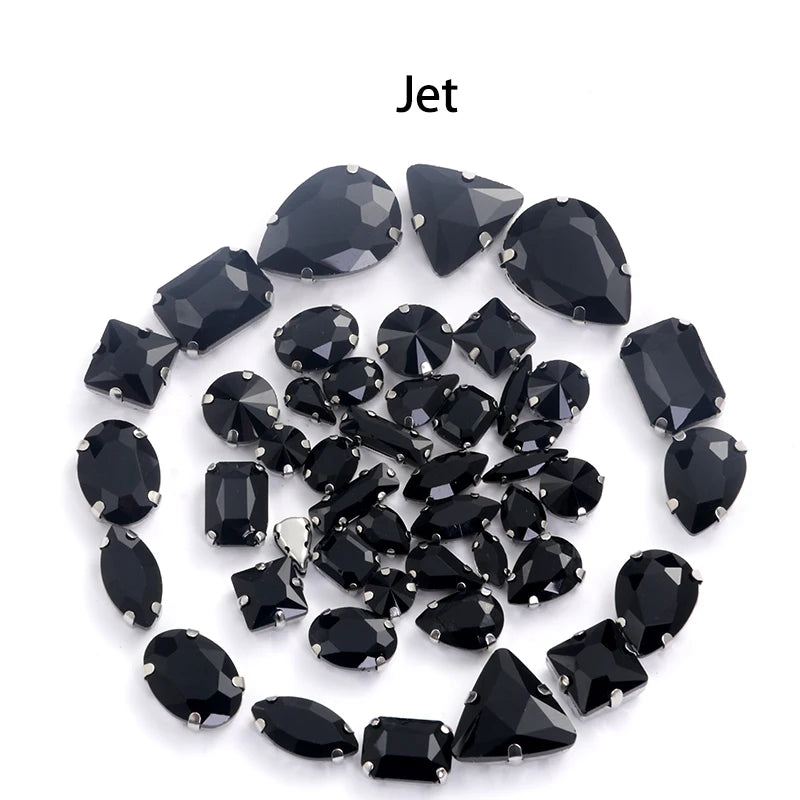 Acmore Crystal Mixed Shapes 22 Colors Four-point Stainless Steel Claw Loose Sew on Crystal Stone Glass DIY Rhinestone With Claw Setting