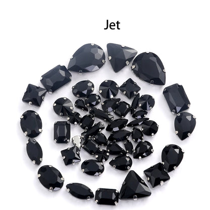 Acmore Crystal Mixed Shapes 22 Colors Four-point Stainless Steel Claw Loose Sew on Crystal Stone Glass DIY Rhinestone With Claw Setting