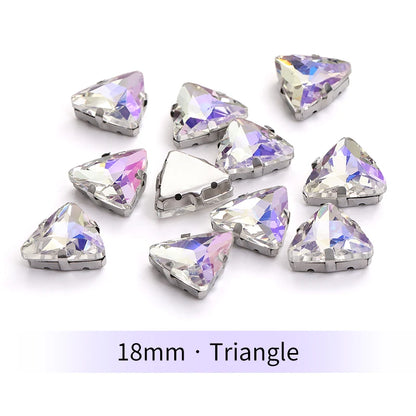 Acmore Crystal Moonlight Mixed Shapes Sew on Rhinestone With Silver Claw Setting DIY for Festival Decoration Accessories