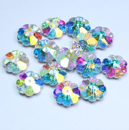 Acmore Crystal Wholesale Sew on Crystal AB Flatback Glass Rhinestones Lead-free Flower Crystal Beads for Garment Sewing Diy Accessories