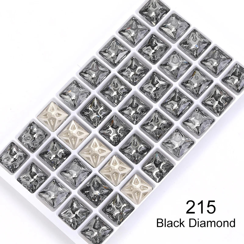 Acmore Crystal Square Shape Star Meteorite Series 12 /18mm K9 Glass Pointback Crystal Stones Rhinestones for Jewelry Making Garment