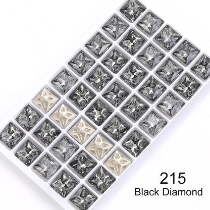 Acmore Crystal Square Shape Star Meteorite Series 12 /18mm K9 Glass Pointback Crystal Stones Rhinestones for Jewelry Making Garment