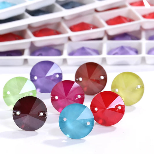 Acmore Crystal 3200 Rivoli Mocha Colors Diamond Flat Back Sew on Crystal Stones K9 Glass Rhinestones for Garment Shoes Bags Clothing