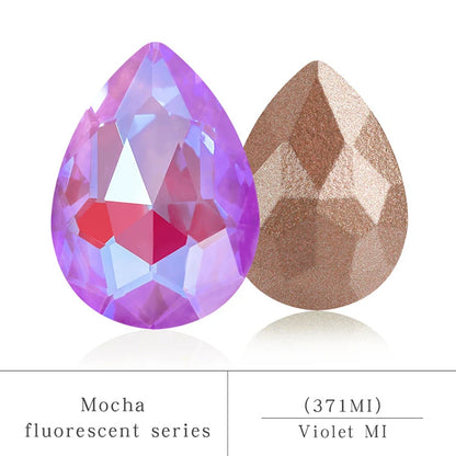 Colorful Drop Rhinestone Sewing Mocha Fluorescent Drop Crystal Stones for Clothes Jewelry Making Garment Decoration Rhinestones