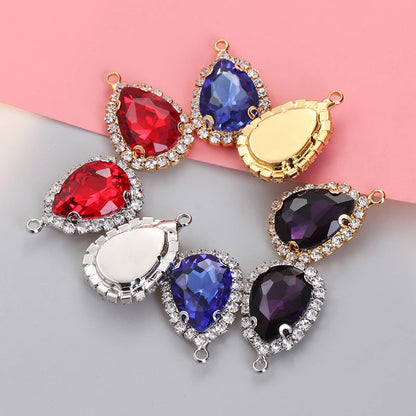 Acmore Crystal Drop Shape Crystal Stone Sewing on Golden/white K Claw Setting Pendant Necklace Strass Rhinestone Crafts