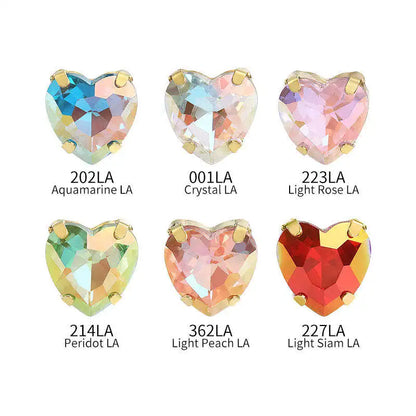 Acmore Crystal High Quality Heart  LA Series Glass  Copper Claw Fancy Rhinestones for Sewing Accessories Jewelry Making