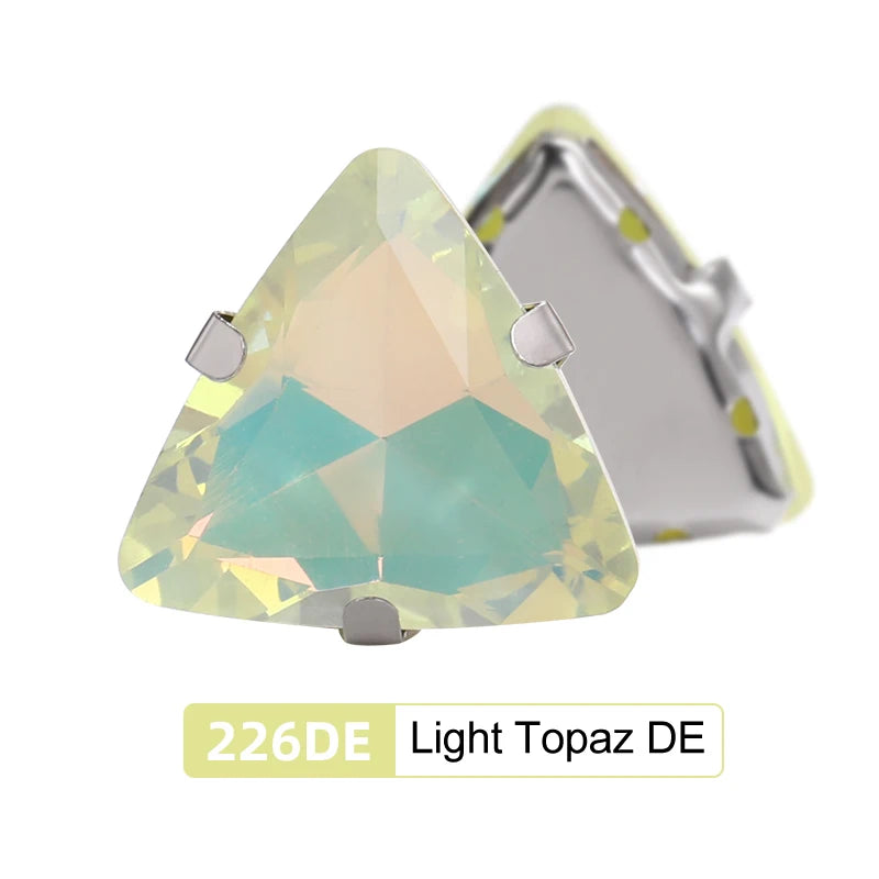 Acmore Crystal New Arrival 18MM  Triangle  Opal Mocha DE Series Rhinestone Claw  Sew on Crystal  With Claw DIY Art Decorations