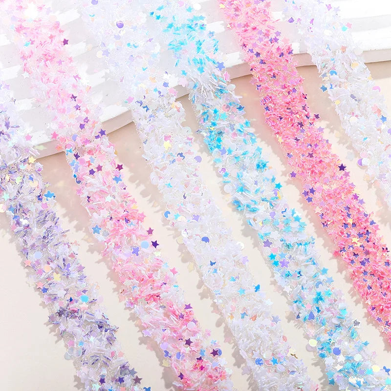 Acmore Crystal New Arrival Sequin Stars Double Sided Adhesive Geometric Rhinestone Strips Non Hotfix Stones for DIY Bling Decoration