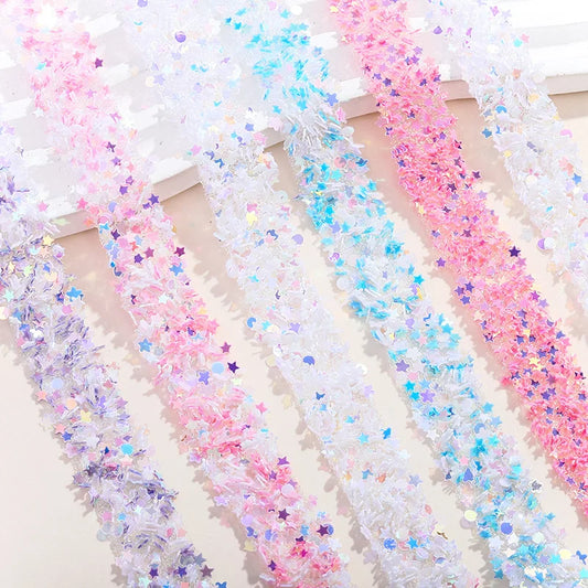 Acmore Crystal New Arrival Sequin Stars Double Sided Adhesive Geometric Rhinestone Strips Non Hotfix Stones for DIY Bling Decoration
