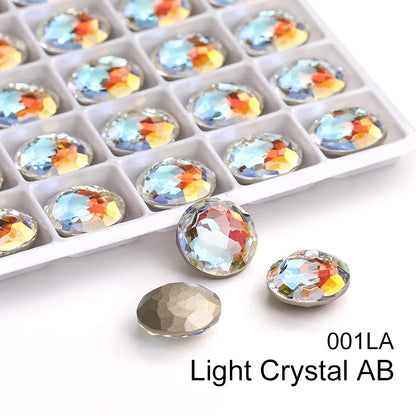 Acmore Crystal High Quality K9  Crystal Glass 12mm Mandala Round Pointback  Rhinestones  for Decoration DIY Accessories
