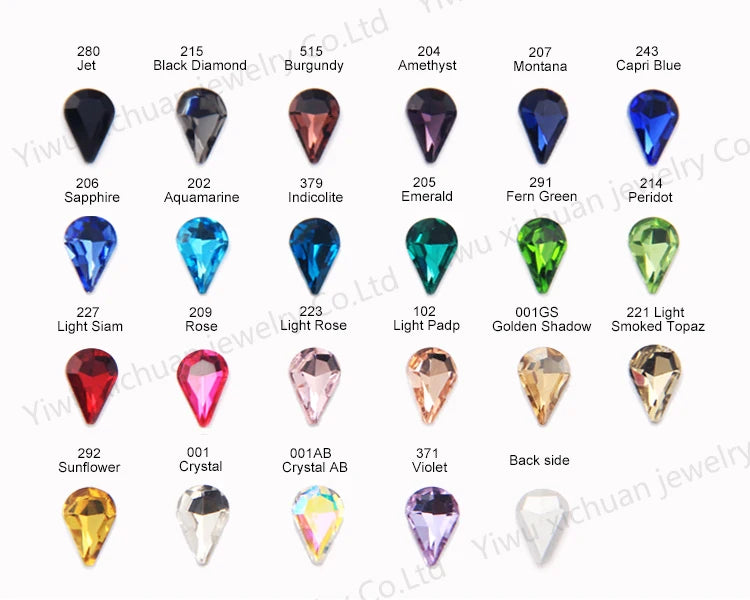 Factory Wholesale 3A Glass  Drop Crystals View AB Colors Teardrop Sew on Rhinestones for Costumes Jewelry Making