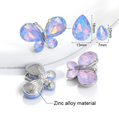 Acmore Crystal New Design Loose Stone Butterfly Alloy Flower Shapes Crystal Point Back Rhinestone DIY Clothes Decoration