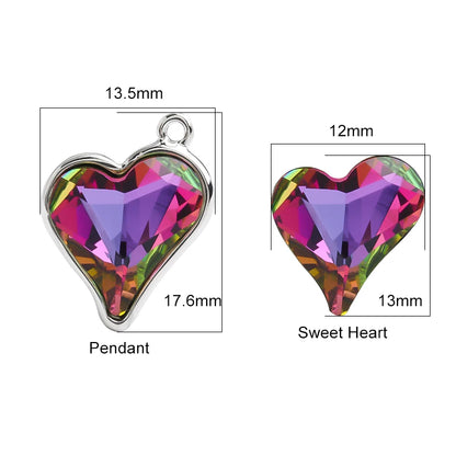 Acmore Crystal 13.5*17.6mm Copper Bottom Alloy Sweet Heart Single Hole Glass Diamond Pendant DIY Earrings Necklace Jewelry Accessories
