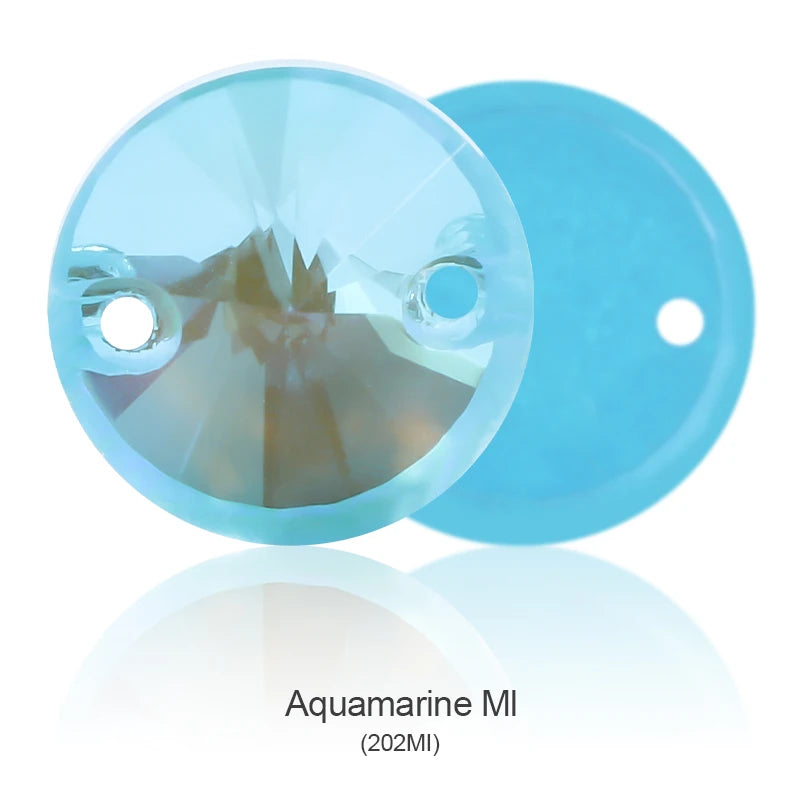 Acmore Crystal New MI Series Rivoli Shaped Round High Quality 3d K9 Glass Sew on Crystal Stones Rhinestone DIY Accessories