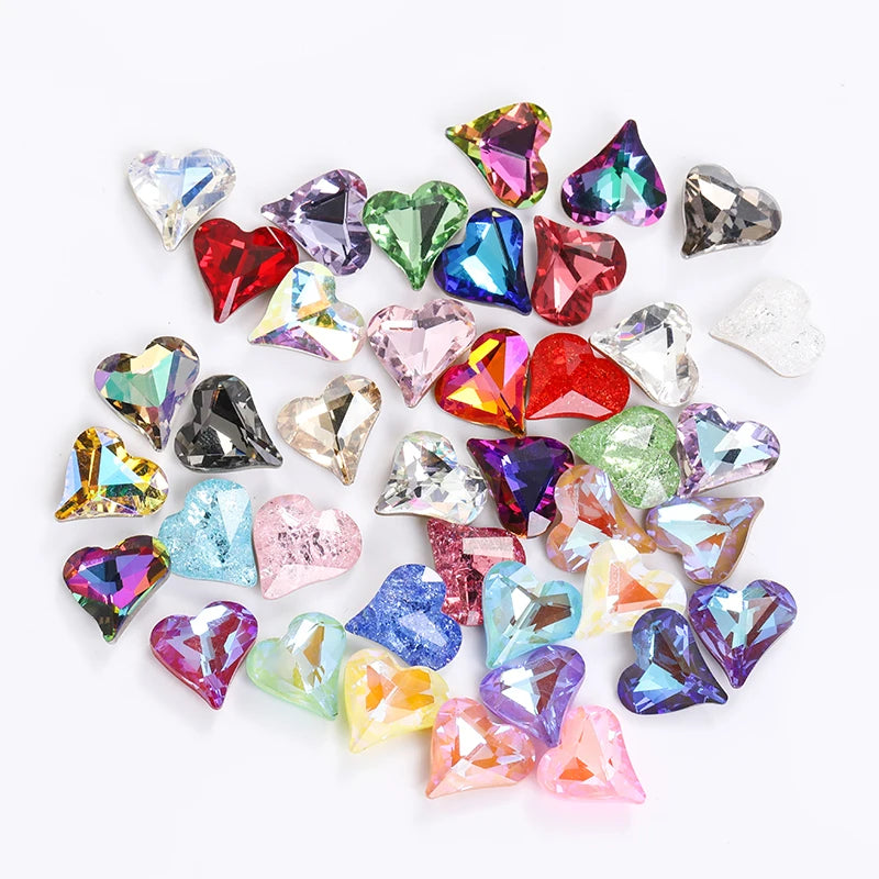Acmore Crystal Sweet Heart Fancy Shaped Pointback K9 Glass Rhinestones Crystal Stones Crafts for Jewelry Making Garment Decoration