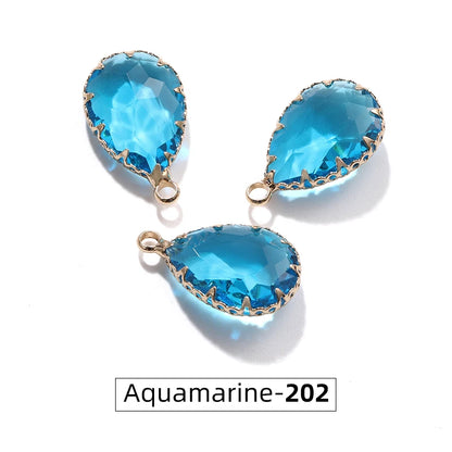 Acmore Crystal 13*18MM  Water Drop Transparent Crystal Glass Pendant with Claw Inlaid Rhinestone Pendant Accessories for Earrings & Necklace