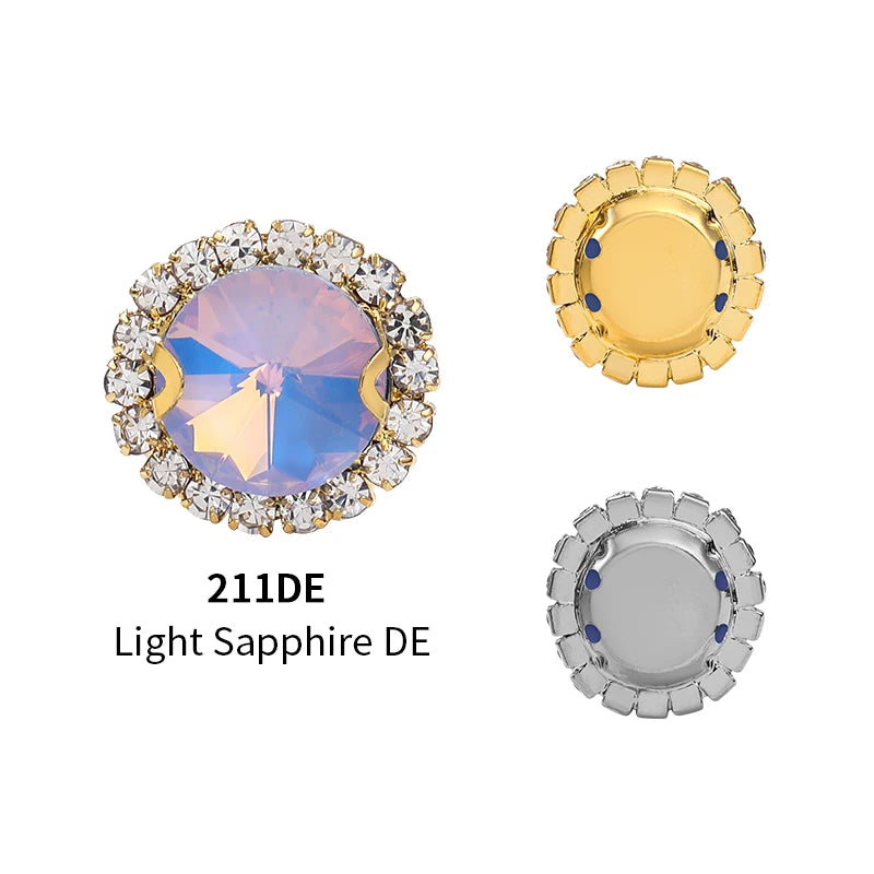 Acmore Crystal New Product Rivoli Shapes Flat Back Sew on Stone With Cup Chain Loose Rhinestones DIY Garment Shirt Shoes Bags