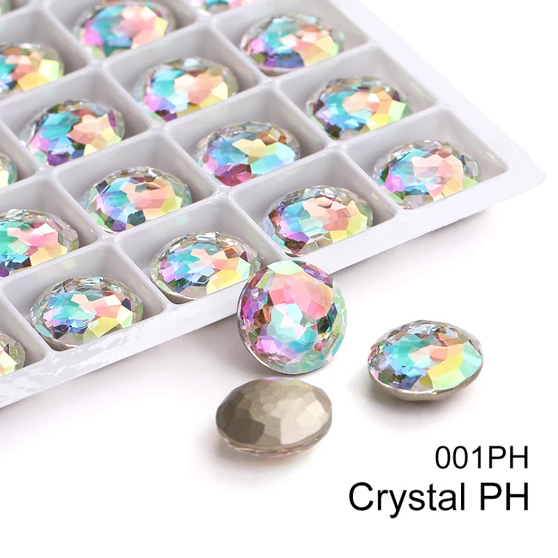 Acmore Crystal High Quality K9  Crystal Glass 12mm Mandala Round Pointback  Rhinestones  for Decoration DIY Accessories
