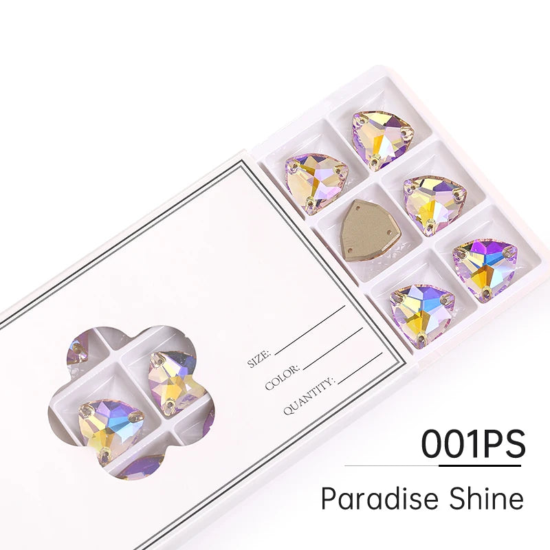 Acmore Crystal Fat Triangle Hot Selling DIY Shiny Crystal K9 Glass Sew on Rhinestone Fancy Stones Strass for Wedding Dress Decoration