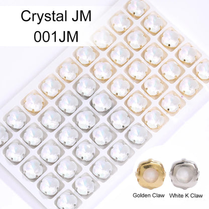Acmore Crystal Cushion Aurora Mocha Color K9 Glass Crystal Stones Rhinestone With Hollow Copper Claw Setting Sew on Garment Apparel