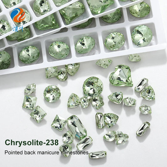 Acmore Crystal Design Chrysolite Series K9 Glass Various Shapes Rhinestone Loose Jewelry for Nail Art Rhinestones Fancy Decoration