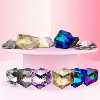 Acmore Crystal New Design K9 Glass Tilted Dice Shape Pointback Fancy Rhinestones for Jewelry Accessories and Crystal Craft