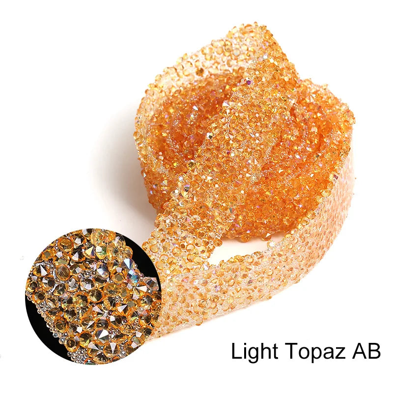 Acmore Crystal Wholesale 1.2cm Width Jelly Resin Strips Non Hotfix Stones Self-Adhevise Rhinestone Trim Sticker for DIY Tumbler