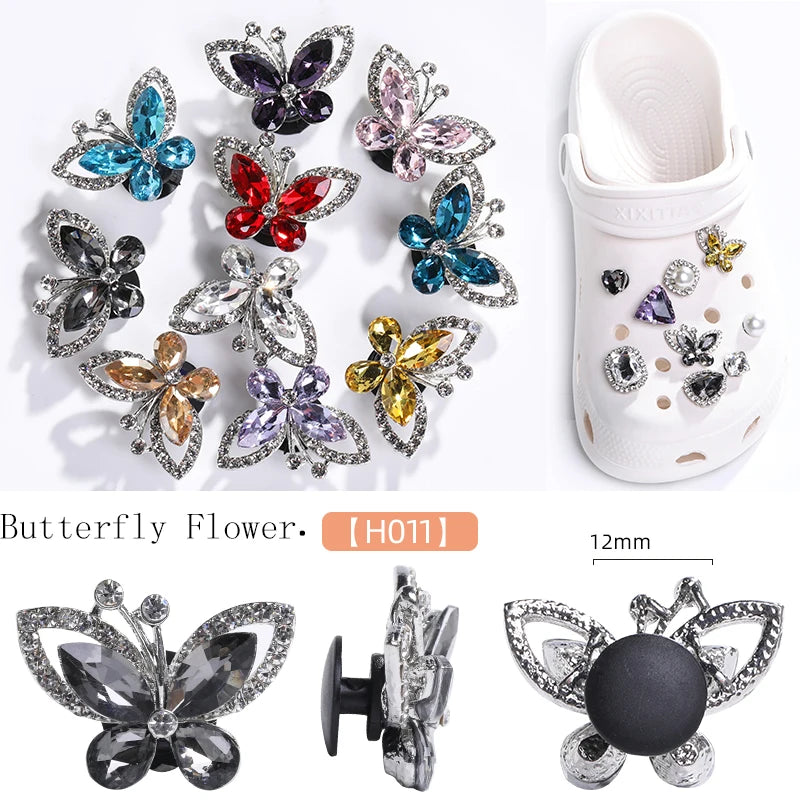 Acmore Crystal Alloy Flower Series 7 Styles High Quality Sew on Crystal Stone DIY Accessories for Summer Beach Hole Shoes Rhinestones