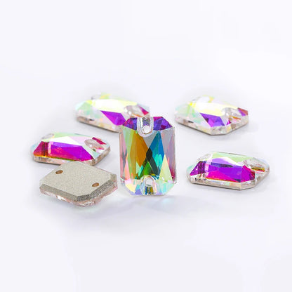 Acmore Crystal Octagon Sew on Flat Back Stone Jewelry Finding Crafts Making Decoration Accessories Stones Sewing on Clothes