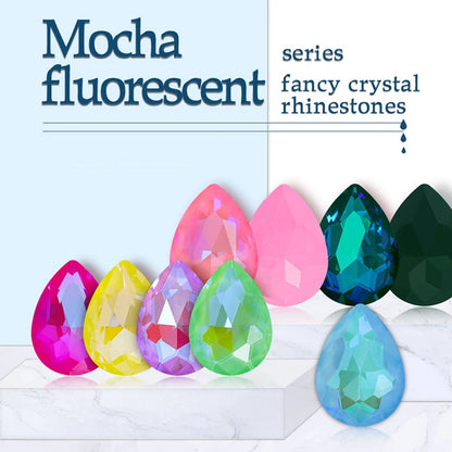 Colorful Drop Rhinestone Sewing Mocha Fluorescent Drop Crystal Stones for Clothes Jewelry Making Garment Decoration Rhinestones