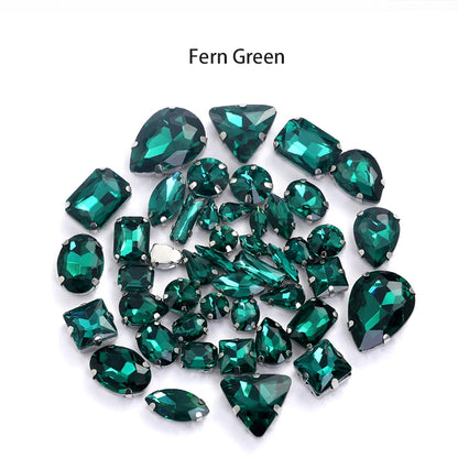 Acmore Crystal Mixed Shapes 22 Colors Four-point Stainless Steel Claw Loose Sew on Crystal Stone Glass DIY Rhinestone With Claw Setting