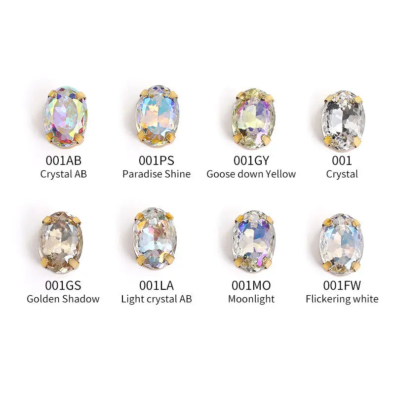 Acmore Crystal High Quality Oval Shape Nest Face Glass Stone  Claw Rhinestone for Jewelry Making  Accessories